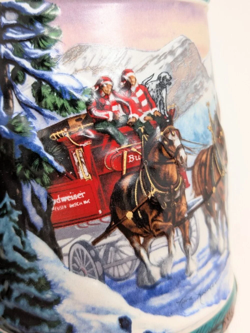 Budweiser Holiday Stein 1993 Collection Special Delivery Nora Koerber Clyesdales